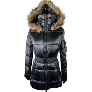 S13/NYC  Women's Duck Down & Feather Puffer Winter Coat, Mid-Length, Small